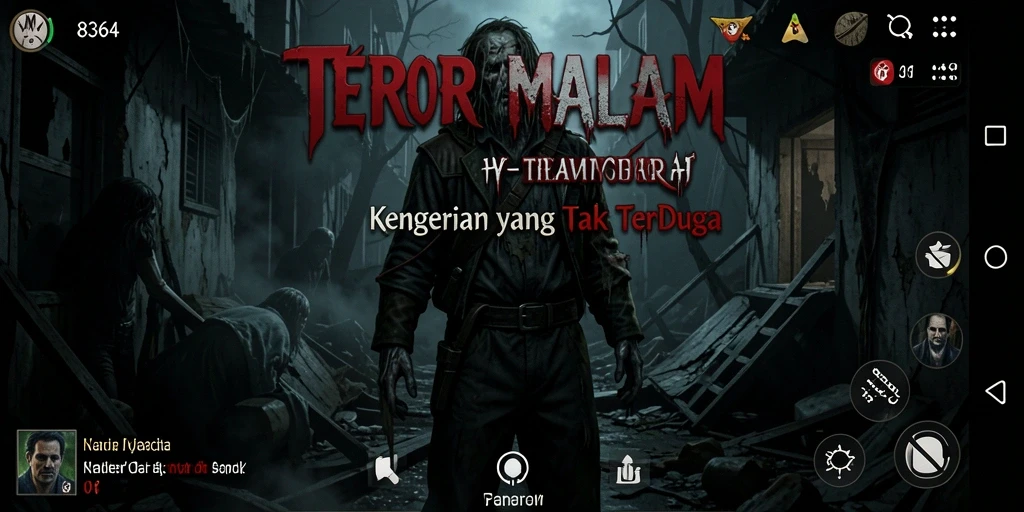Tampilan gameplay menakutkan dari 8364 dengan suasana gelap mencekam.