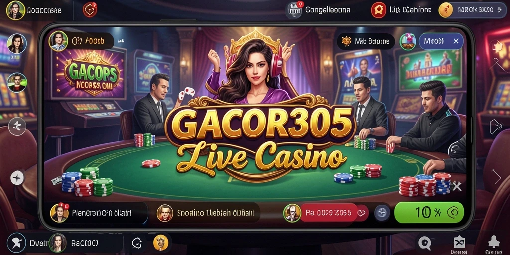 Tampilan gameplay GACOR305 dengan dealer profesional dalam permainan Live Casino.