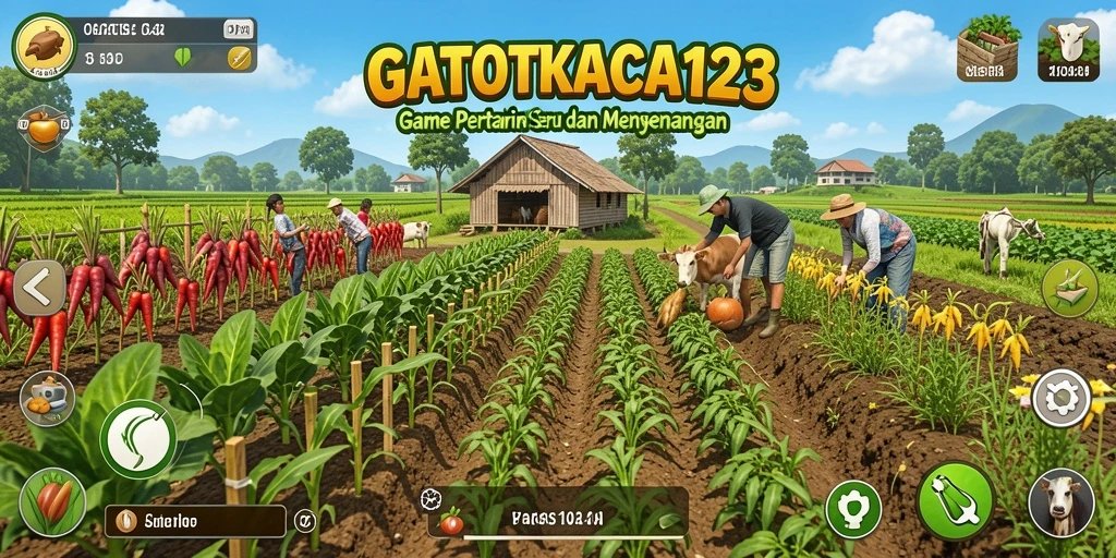Screenshot GATOTKACA123 menunjukkan gameplay pertanian yang seru dan interaktif.