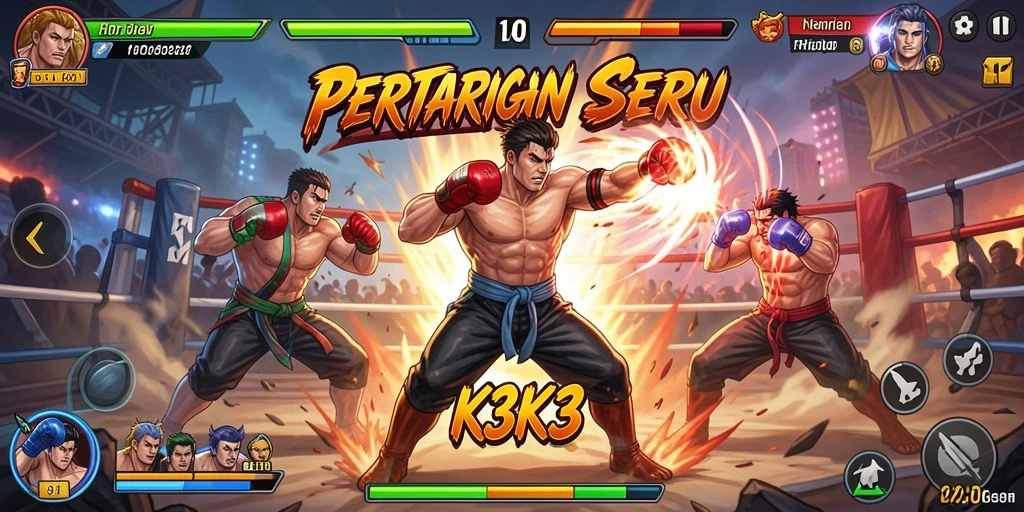 Tampilan screenshot K3K3 menampilkan aksi pertarungan yang intens dan mendebarkan.
