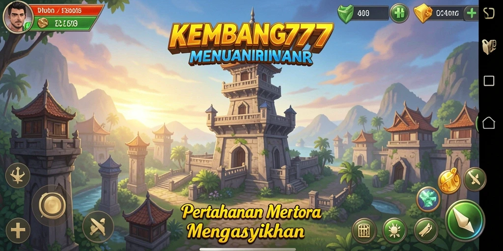 Tampilan menara dalam KEMBANG777 saat melawan gelombang musuh.