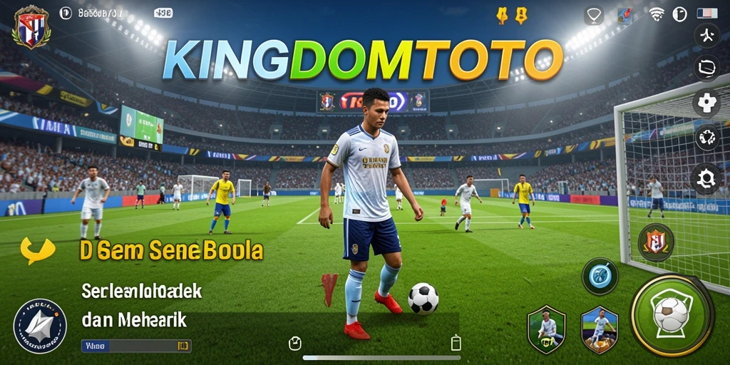 Tangkapan layar gameplay KINGDOMTOTO yang menunjukkan aksi menyerang tim sepak bola.