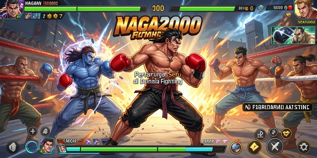 Tampilan gameplay yang menegangkan dalam NAGA2000 dengan pertarungan karakter.