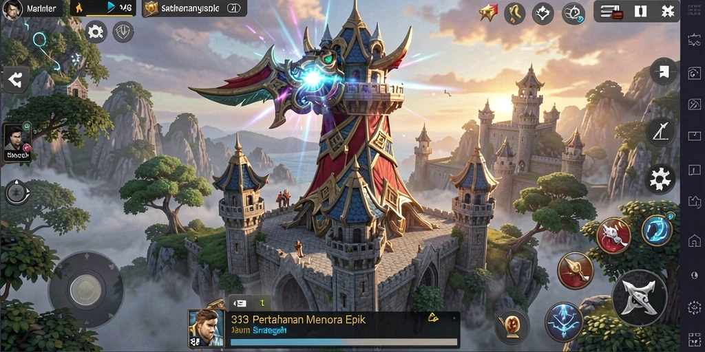 Tangkapan layar S13 menampilkan gameplay menara pertahanan yang menegangkan.