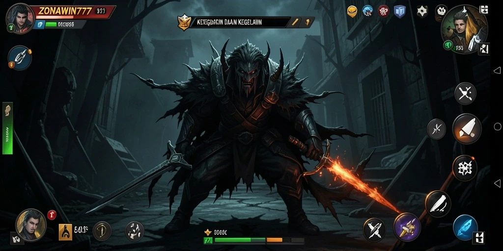 Tangkapan layar ZONAWIN777 yang menampilkan suasana mencekam dan gameplay menegangkan.